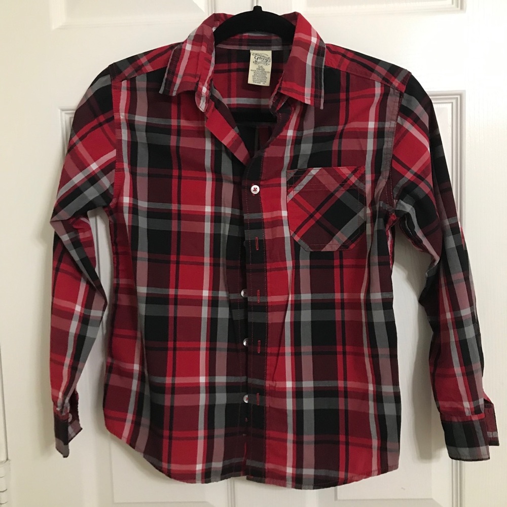 Plaid boys button down shirt